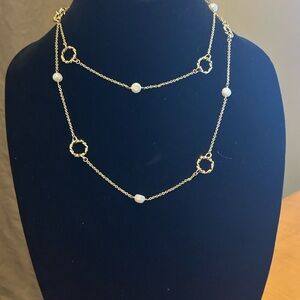 Tory Burch Elegant Gold and Pearl Necklace